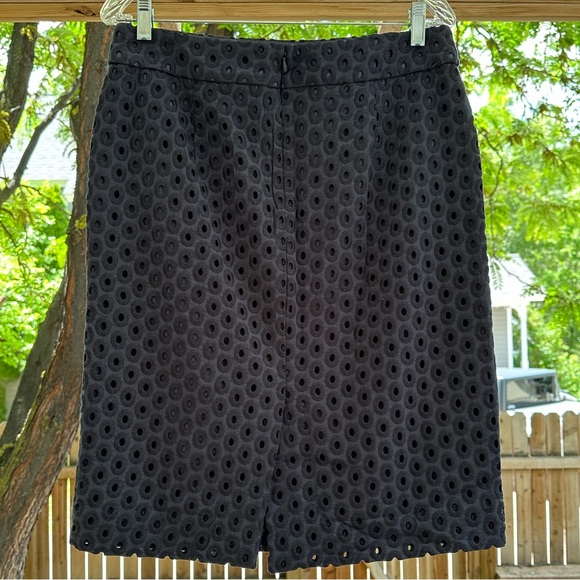 J. Crew NWT Eyelet Crochet Navy Dark Blue Pencil Shirt size 10 - Picture 10 of 16